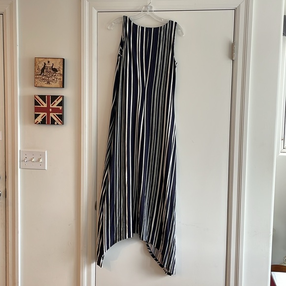 Tommy Bahama Maxi Dress- Navy Blue and White Striped Size Small - Picture 4 of 9